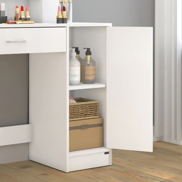 Toaletna mizica JOCELYN z osvetlitvijo, 140×90x40cm, bela Casaria