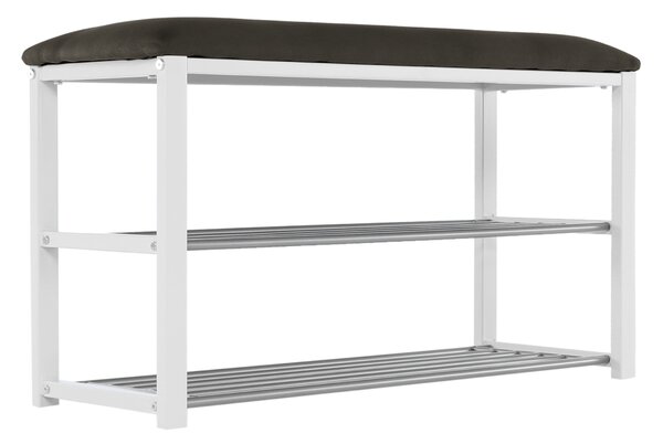 KONDELA Klop s prostorom za čevlje, barva siva/bela, LANGELLA