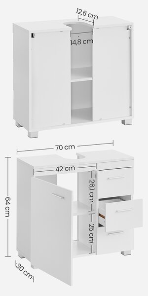 Omarica pod umivalnikom IVY, 30x70x64 cm, bela Vasagle