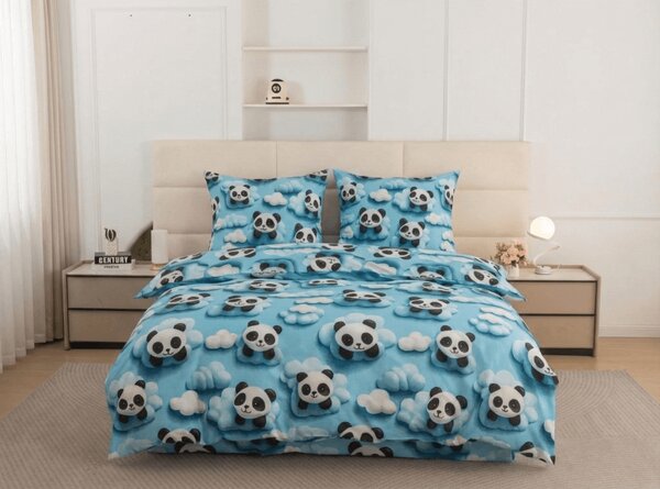 Posteljnina iz mikrovlaken SKY PANDA modra Dimenzije posteljnine: 70 x 80 cm | 140 x 200 cm