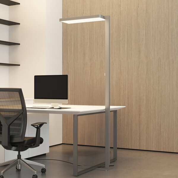 Arcchio LED talna svetilka Timon, 54 W, srebrna, višina 195 cm, zatemnjen, Siva, Študija / pisarna, Aluminij, Sodobni, Stoječe senčilo