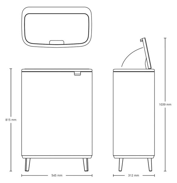 Jeklen koš za smeti na dotik v mat srebrni barvi 60 l Bo Touch Bin Hi – Brabantia