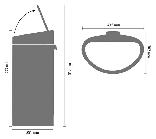 Mat črn jeklen koš za smeti na dotik 40 l Touch Bin – Brabantia