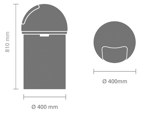 Jeklen koš za smeti v sijajno srebrni barvi 60 l Push Bin – Brabantia