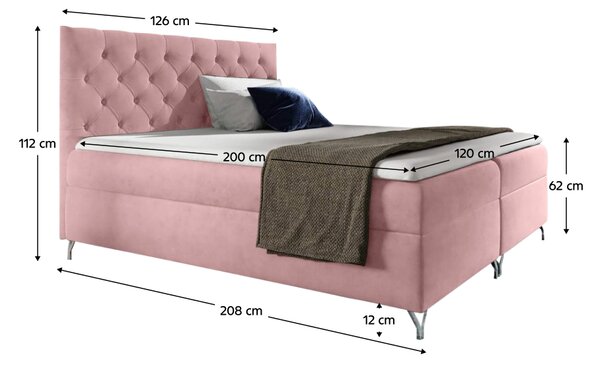 KONDELA Boxspring postelja, 120x200, roza tkanina Velvet, GULIETTE + darilo