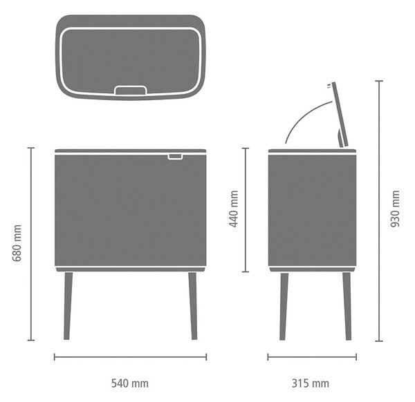 Bež jeklen koš za smeti za ločevanje odpadkov na dotik 34 l Bo Touch Bin – Brabantia