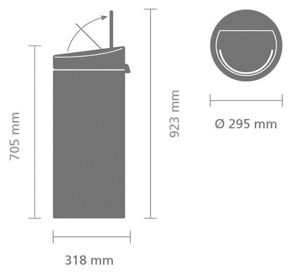 Siv jeklen koš za smeti na dotik 30 l Touch Bin – Brabantia