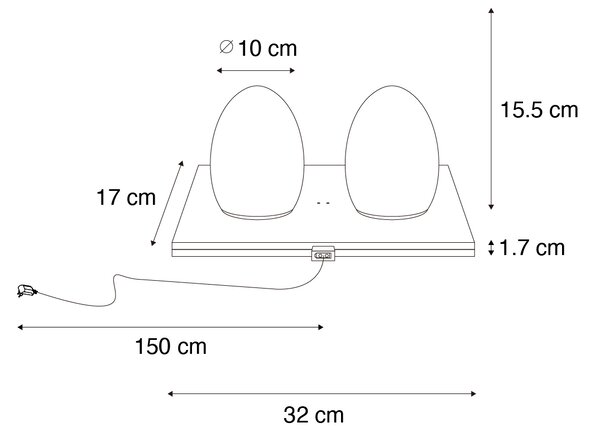 Set 2 belih RGBW polnilnih namiznih svetilk - Eggo