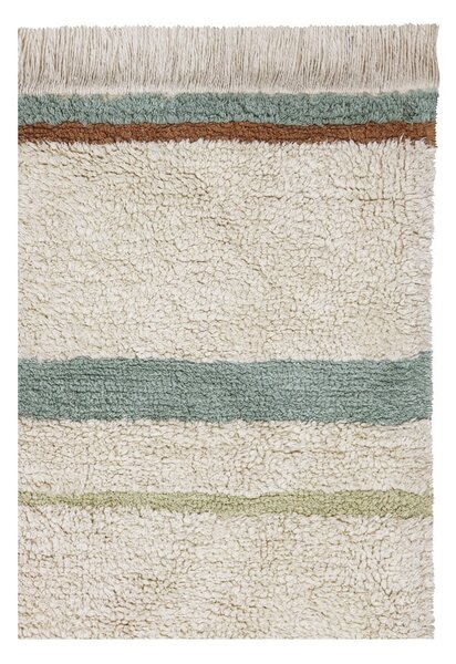 Modra/kremno bela pralna ročno tkana bombažna preproga 90x130 cm Lanes Vintage Blue – Lorena Canals