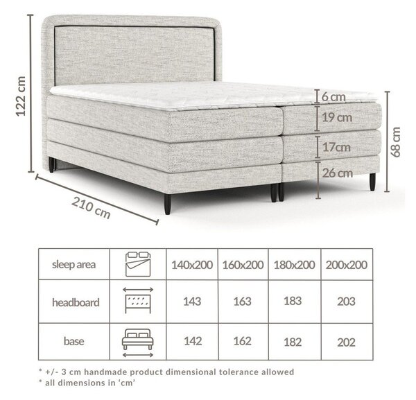 Svetlo rjava boxspring postelja 160x200 cm Dove – Maison de Rêve