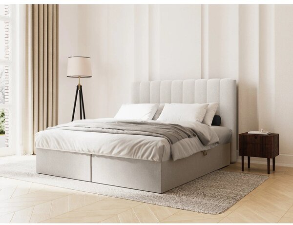 Bež boxspring postelja s prostorom za shranjevanje 180x200 cm Gina – Milo Casa