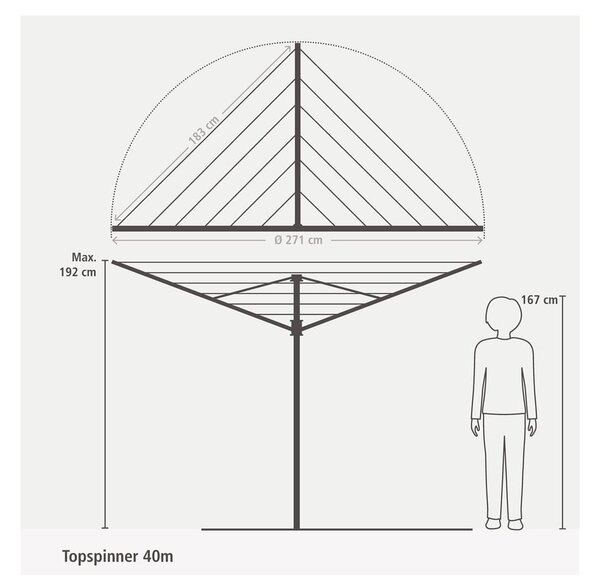 Vrtno stojalo za sušenje perila Topspinner 40m – Brabantia