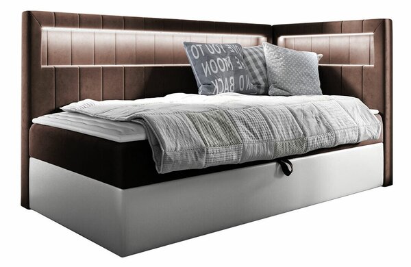 Boxspring postelja Baltimore 172, 80x200, Blago, Eko usnje, Posteljno dno, 92x212x104cm, Vzmetnica