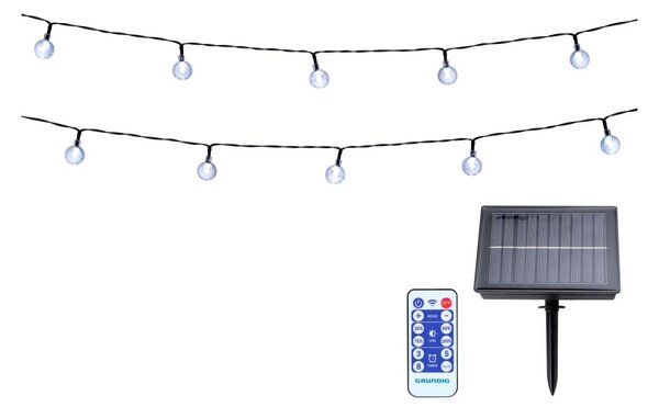 Grundig - LED Zatemnitvena solarni veriga 50xLED/8 funkcij 9,35m topla bela + Daljinski upravljalnik