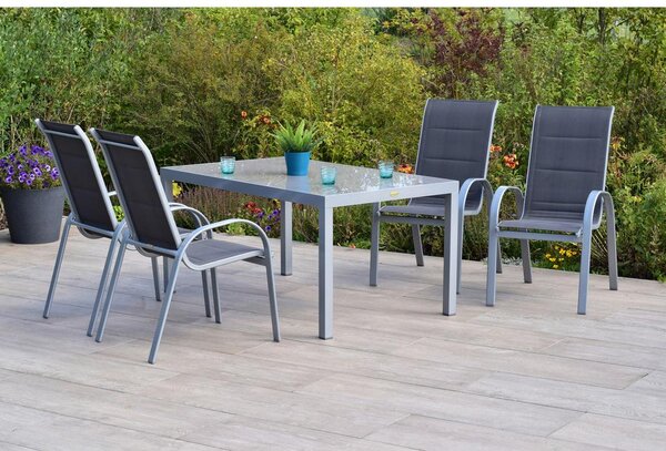 Gardenson Vrtni Set Amalfi, 5-Delni, Aluminij, Steklo