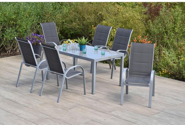 Gardenson Vrtni Set Amalfi, 7-Delni, Aluminij, Steklo