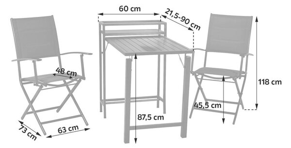 Gardenson Vrtni Set Florenz, 3-Delni, Zložljiva Miza