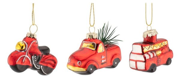 Stekleni božični okraski v kompletu 3 ks 3 cm Transport – Sass & Belle