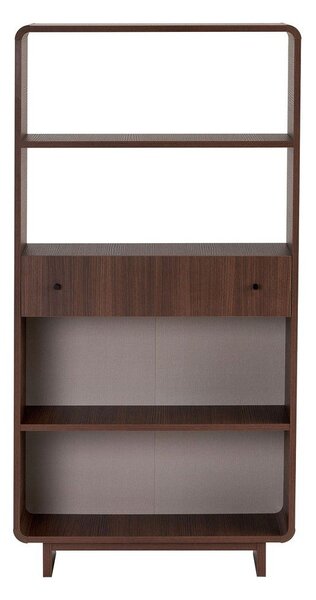 Regal v orehovem dekorju v temni naravni barvi 78x153x34 cm Senza – Nordure