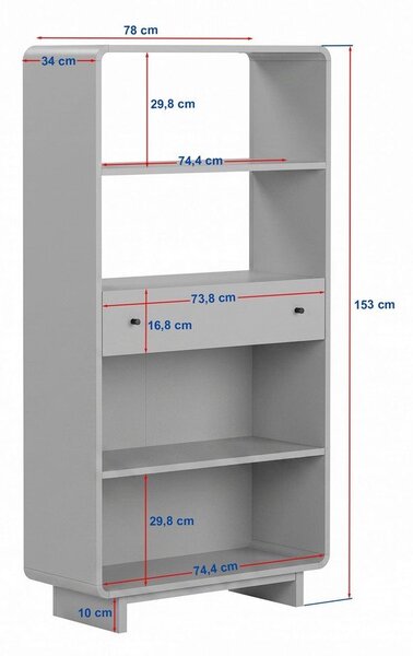 Regal v orehovem dekorju v temni naravni barvi 78x153x34 cm Senza – Nordure