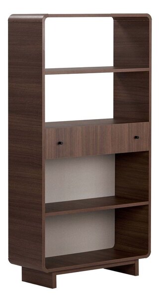 Regal v orehovem dekorju v temni naravni barvi 78x153x34 cm Senza – Nordure