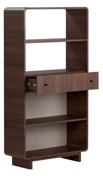 Regal v orehovem dekorju v temni naravni barvi 78x153x34 cm Senza – Nordure