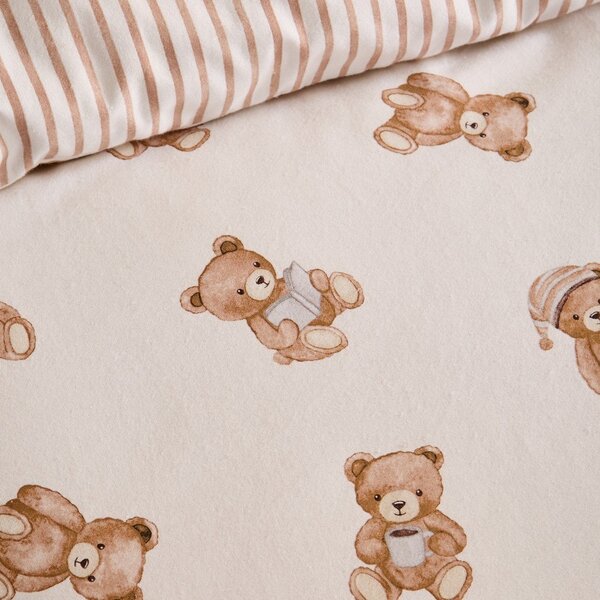 Kremno bela napenjalna enojna flanelna otroška rjuha 90x190 cm Brushed Teddy Bear – Catherine Lansfield