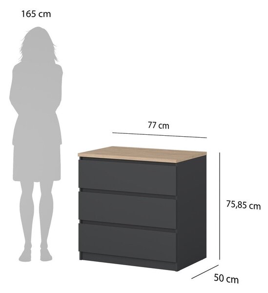 Temno siva komoda 77x76x50 cm Naia – Tvilum