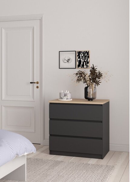 Temno siva komoda 77x76x50 cm Naia – Tvilum