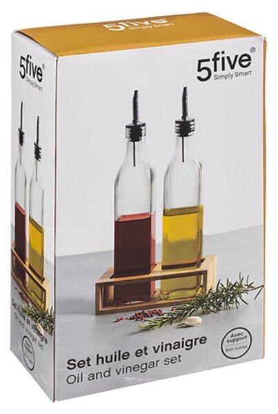 Steklenice za olje in kis v bambusovem stojalu GUSTO, 2x 480 ml