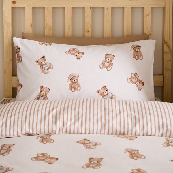 Kremno bela enojna flanelna otroška posteljnina 135x200 cm Brushed Teddy Bear – Catherine Lansfield