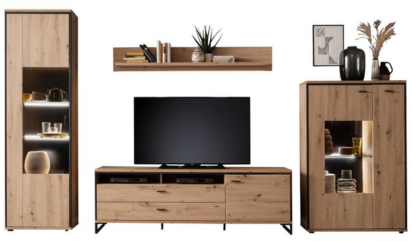 DNEVNI REGAL, antracit, barve hrasta