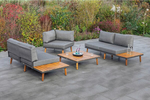 LOUNGE GARNITURA akacija trd les aluminij