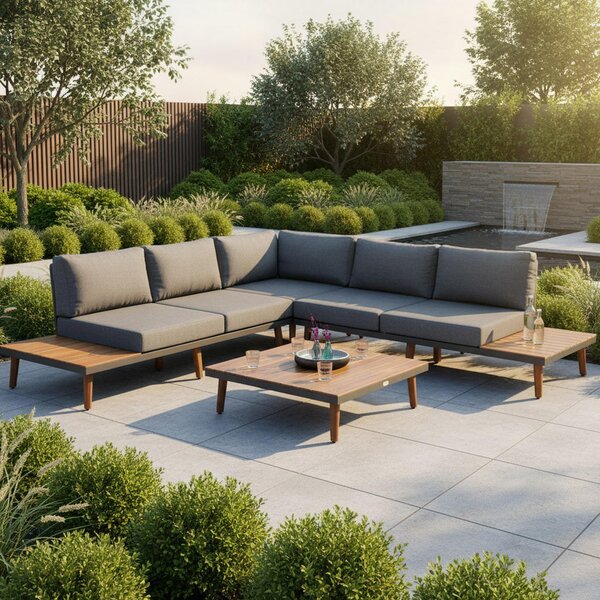 LOUNGE GARNITURA akacija trd les aluminij