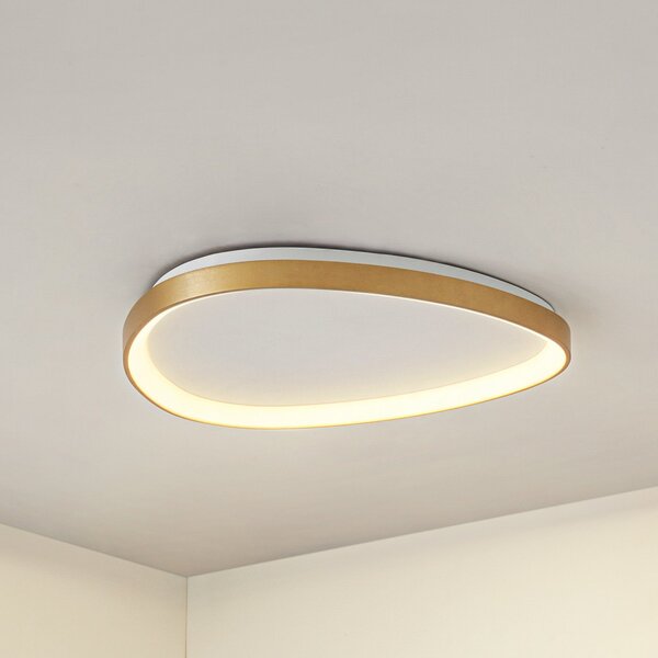 Lucande LED stropna svetilka Asken, 61 cm, zlata, CCT, z možnostjo zatemnitve, zatemnjen, Zlata / medeninasta, Dnevna soba / jedilnica, Aluminij, Sodobni