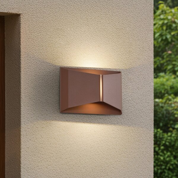 Lindby LED zunanja stenska svetilka Anlira, rjava, Up & down, IP65, Rjava / rjasta, Kovina, Sodobni