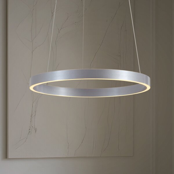Lucande LED viseča svetilka Yonam, Ø 60 cm, 1-svetilna, aluminij, CCT, zatemnjen, Kovinska, Dnevna soba / jedilnica, Kovina, Sodobni