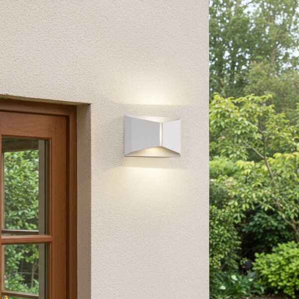 Lindby LED zunanja stenska svetilka Anlira, bela, Up & down, IP65, Bela, Kovina, Sodobni