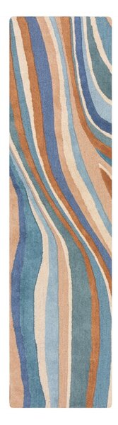 Moder ročno tkan volnen tekač 60x230 cm Abstract Flow – Flair Rugs