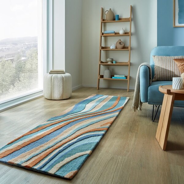 Moder ročno tkan volnen tekač 60x230 cm Abstract Flow – Flair Rugs