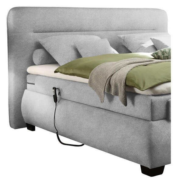 BOXSPRING POSTELJA 160 cm x 200 cm , tekstil srebrne barve