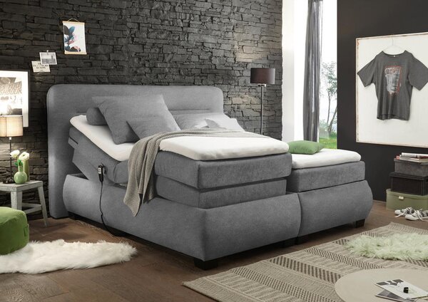 BOXSPRING POSTELJA 160 cm x 200 cm , tekstil temno siva