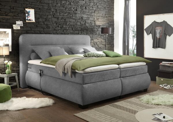 BOXSPRING POSTELJA 160 cm x 200 cm , tekstil temno siva