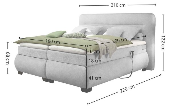 BOXSPRING POSTELJA 180 cm x 200 cm , tekstil peščene barve