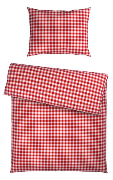POSTELJNINA TANJA 140/200 cm saten rdeča, bela