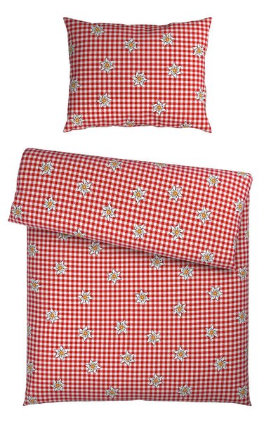POSTELJNINA TANJA 140/200 cm saten rdeča, bela