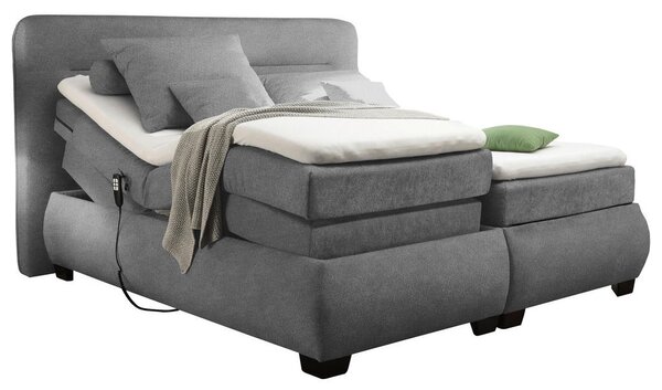 BOXSPRING POSTELJA 160 cm x 200 cm , tekstil temno siva