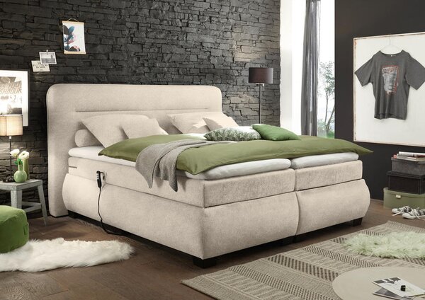 BOXSPRING POSTELJA 180 cm x 200 cm , tekstil peščene barve
