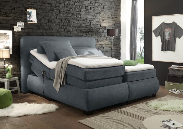 BOXSPRING POSTELJA 180 cm x 200 cm , tekstil antracit