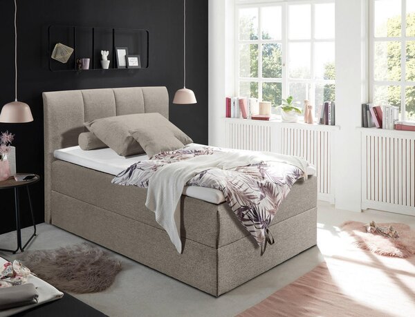 POSTELJA BOXSPRING 120 cm x 200 cm , tekstil umazano rjava